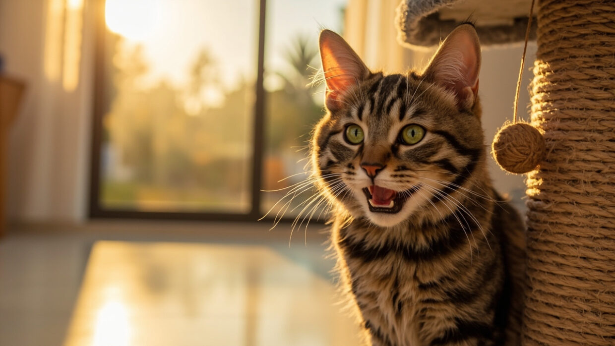 Arranhador com brinquedo 2 em 1 para gatos: como escolher - hero